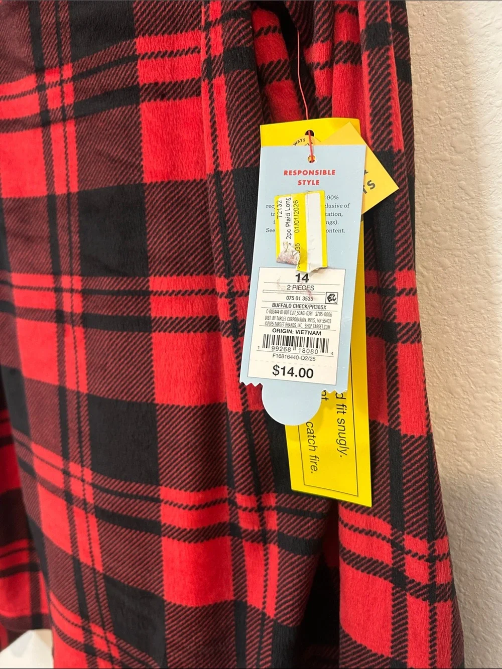 Cat & Jack Red and Black Plaid Long-Sleeve Top